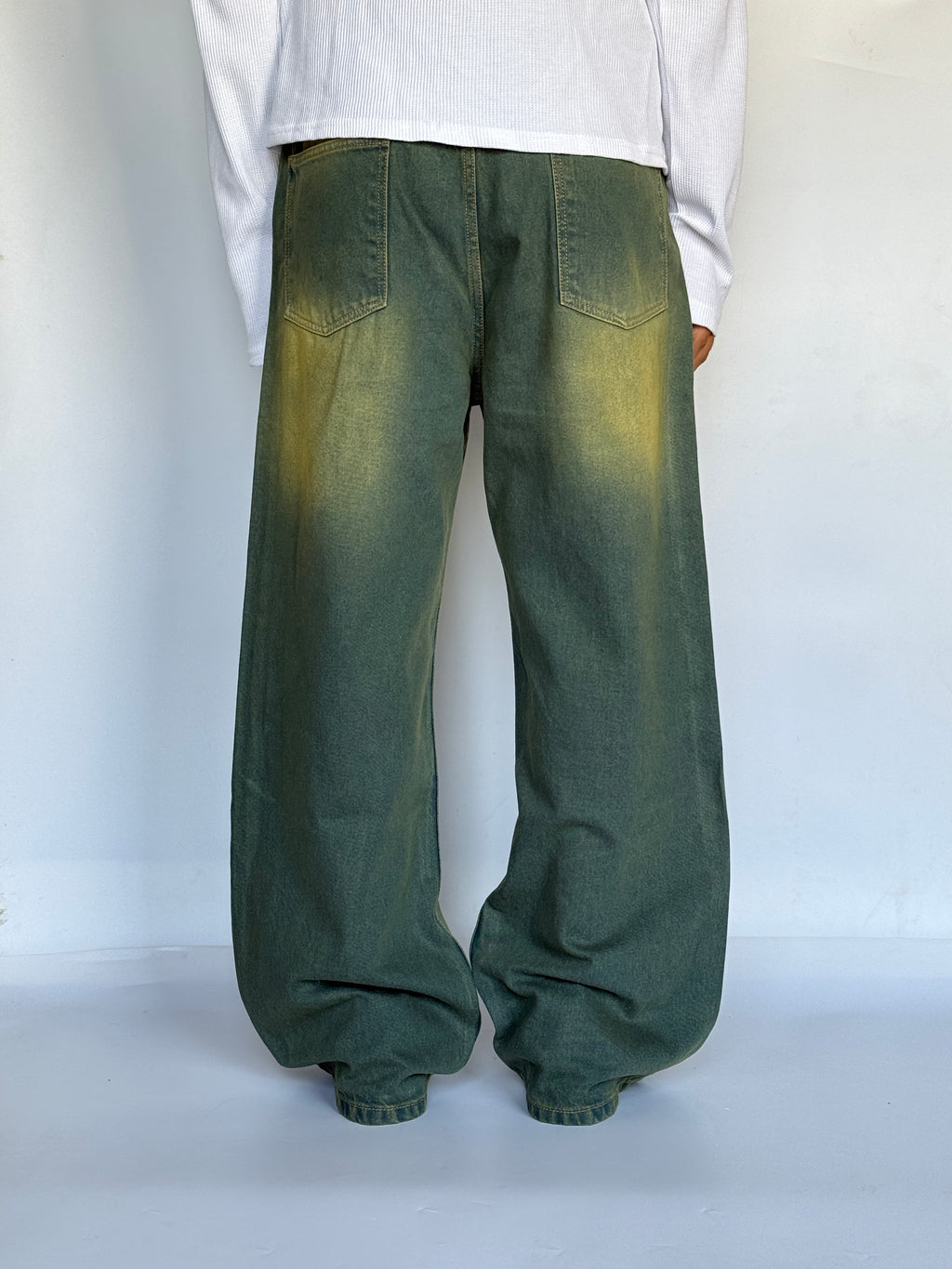 Green-Tinted Vintage Baggy Wide Jeans