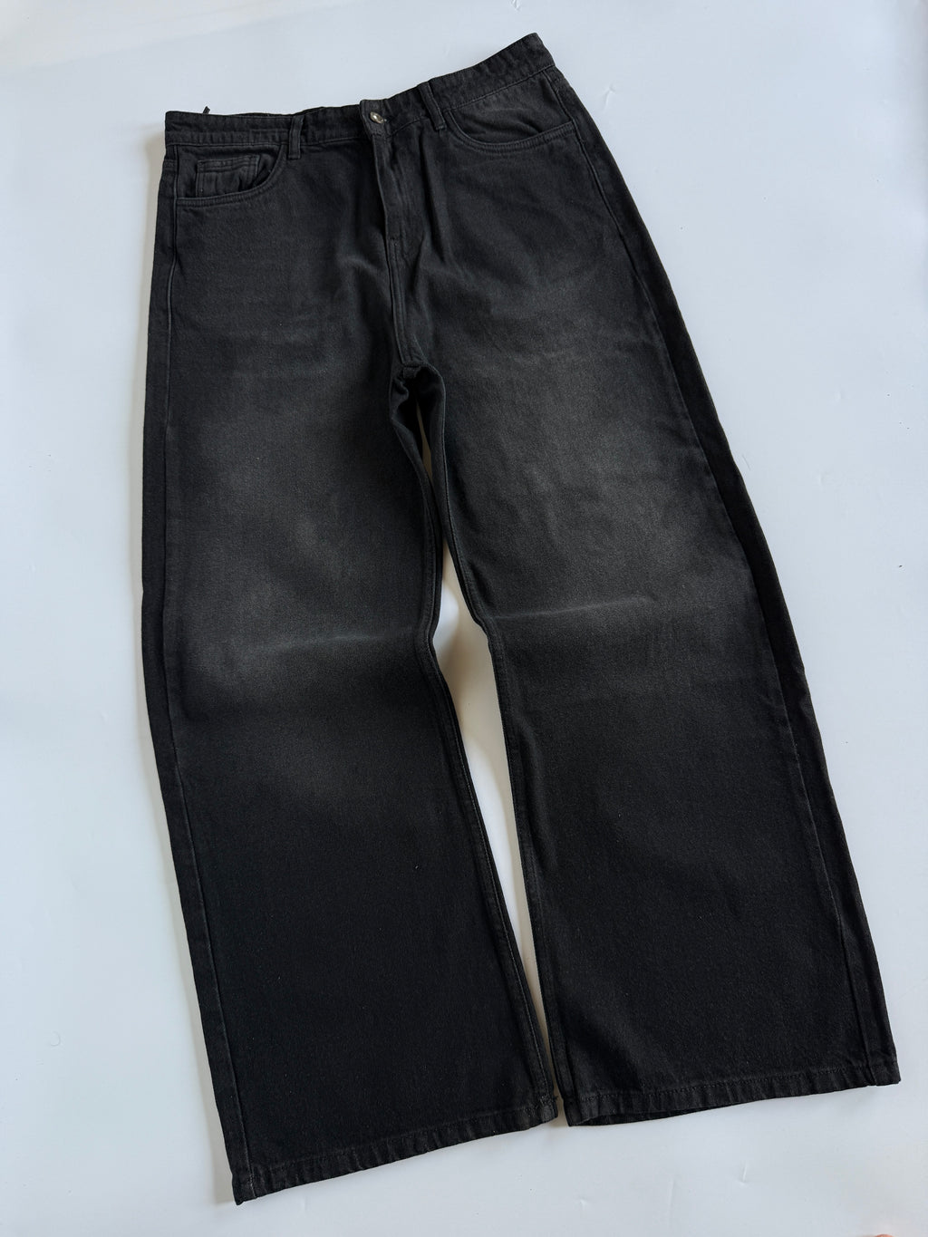 Faded Black Baggy Wide Jeans