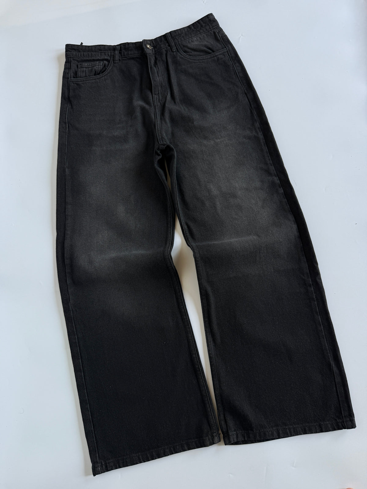 Faded Black Baggy Wide Jeans