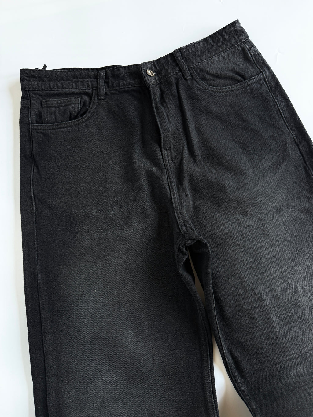 Faded Black Baggy Wide Jeans