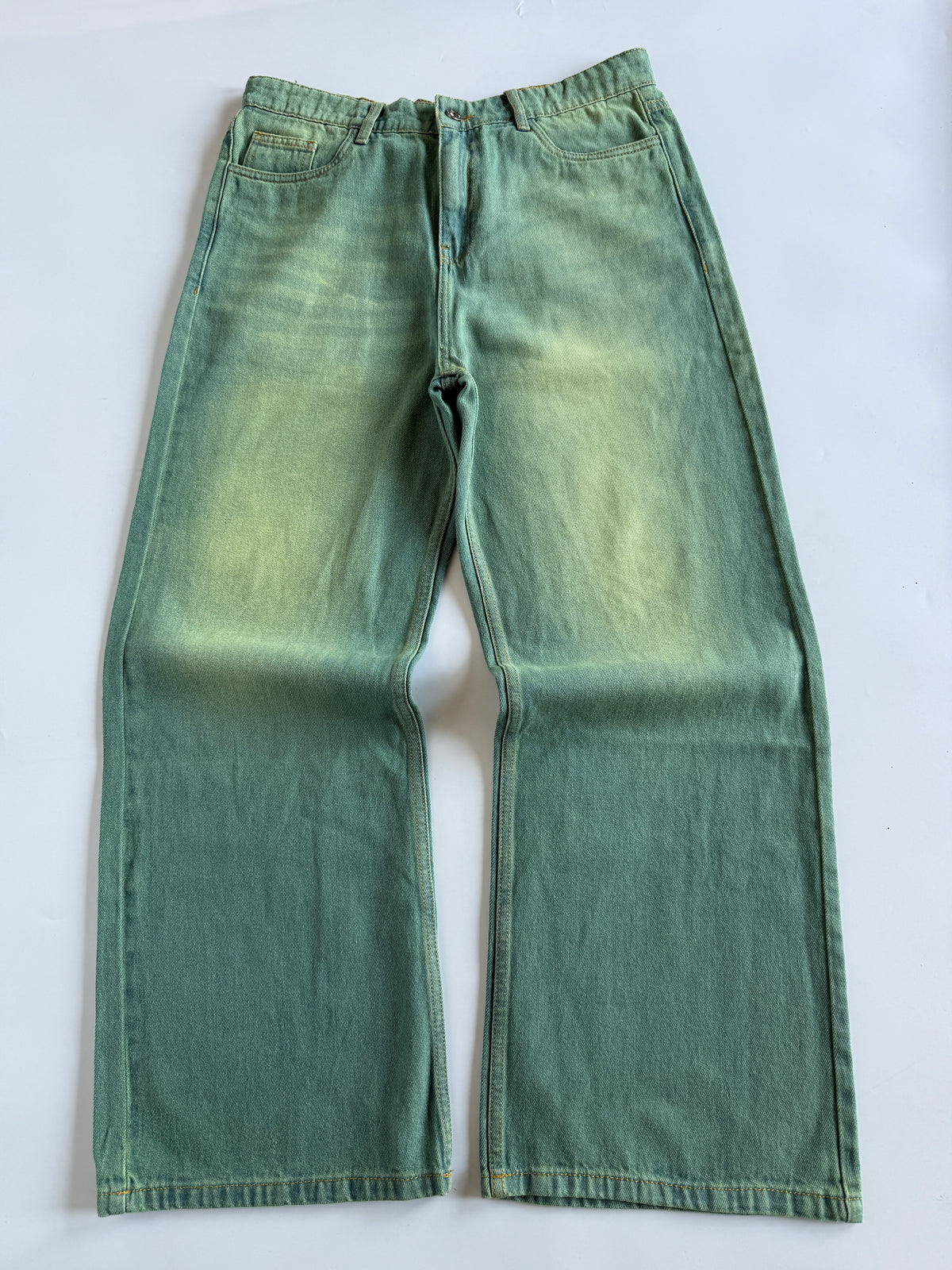 Pistachio Green Baggy Wide Jeans