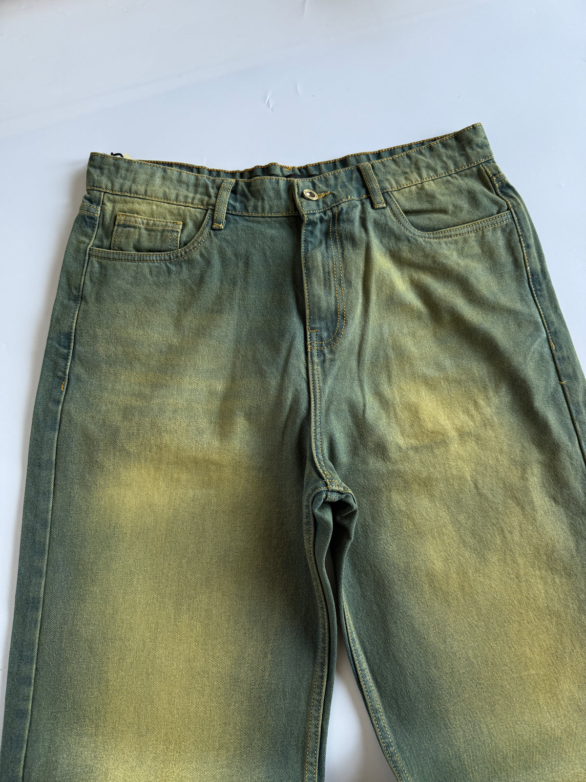 Green-Tinted Vintage Baggy Wide Jeans