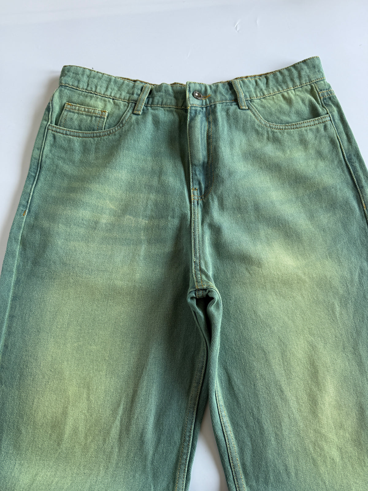 Pistachio Green Baggy Wide Jeans
