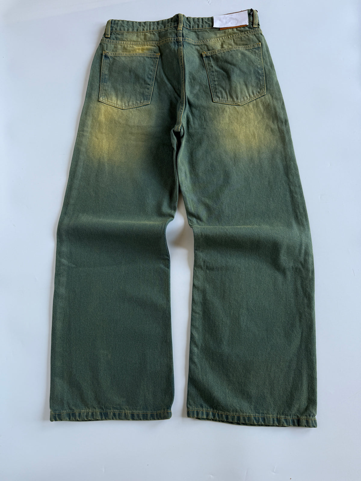 Green-Tinted Vintage Baggy Wide Jeans
