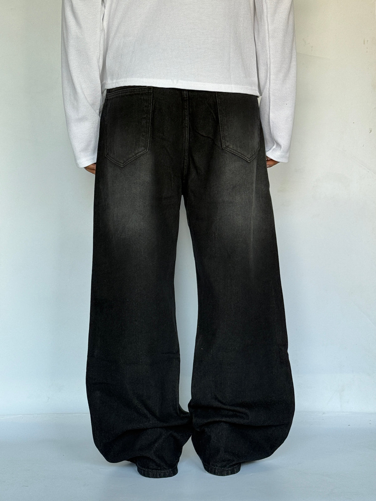 Faded Black Baggy Wide Jeans