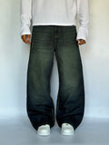 Dirty Wash Blue Baggy Wide Jeans