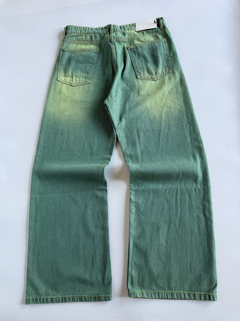 Pistachio Green Baggy Wide Jeans
