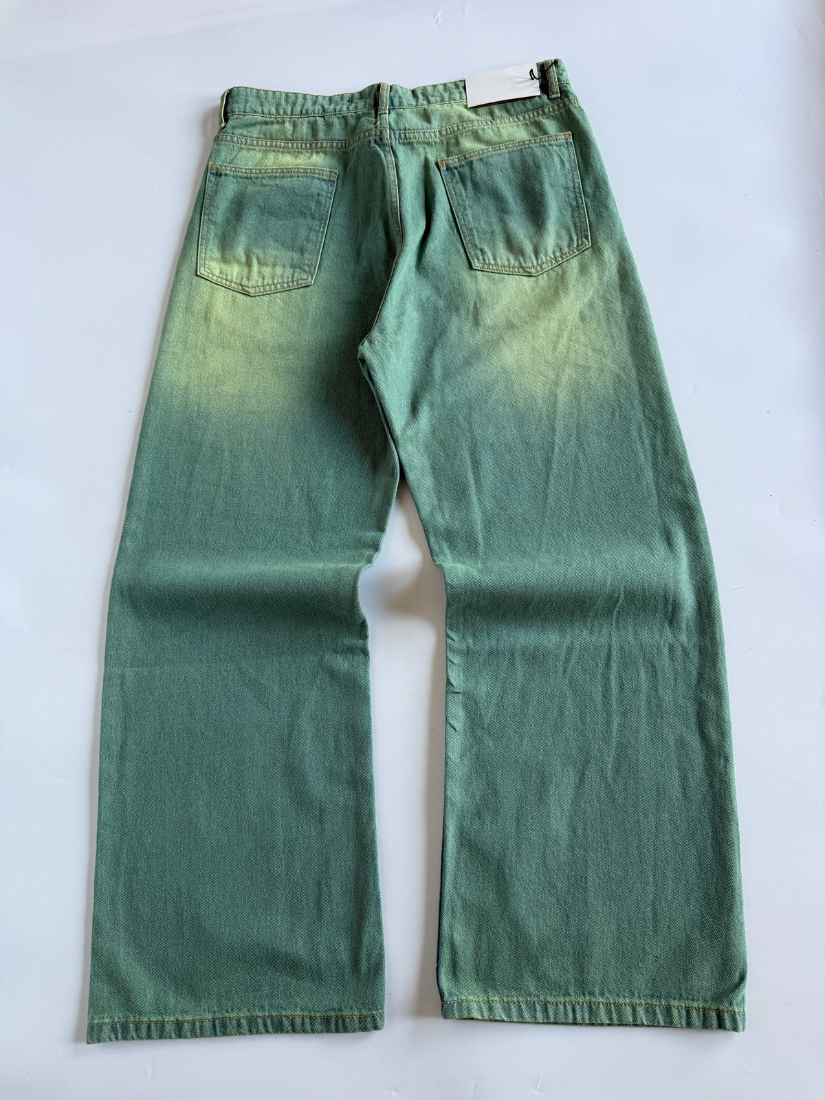 Pistachio Green Baggy Wide Jeans