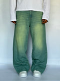 Pistachio Green Baggy Wide Jeans