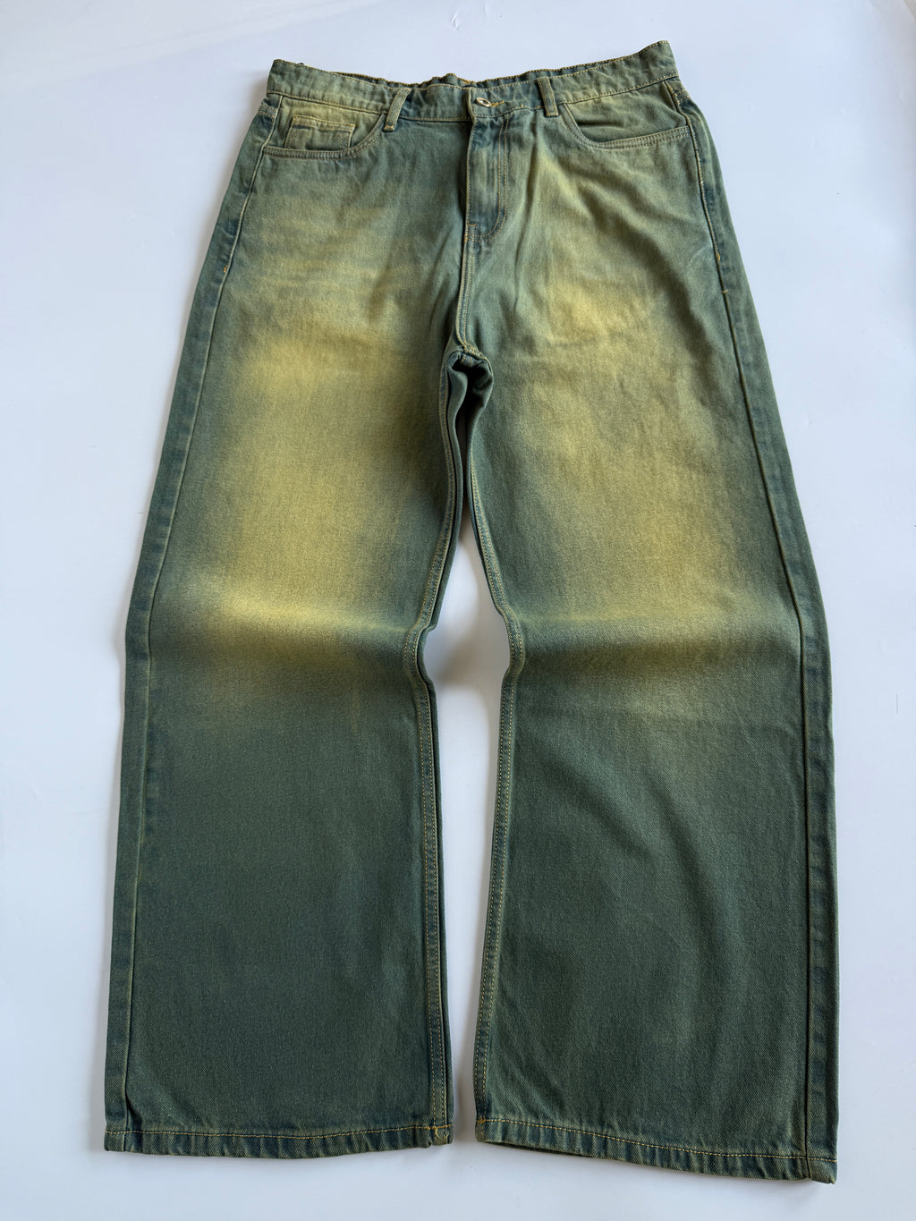 Green-Tinted Vintage Baggy Wide Jeans