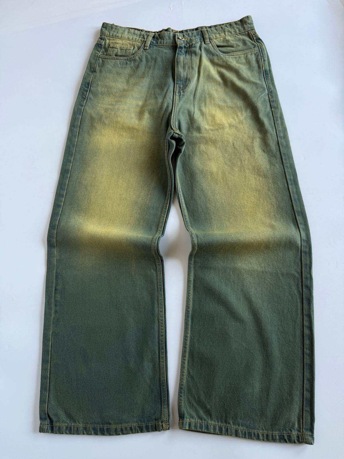 Green-Tinted Vintage Baggy Wide Jeans