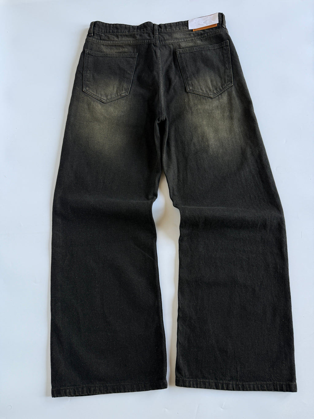 Brown-Tinted Black Baggy Wide Jeans