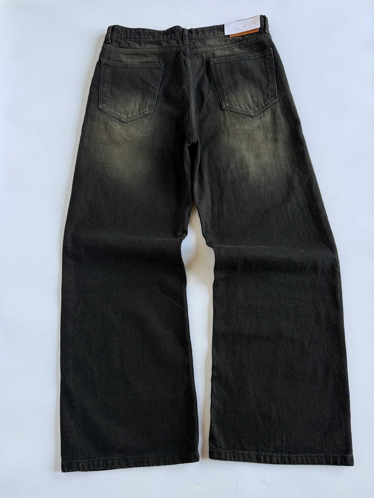 Brown-Tinted Black Baggy Wide Jeans
